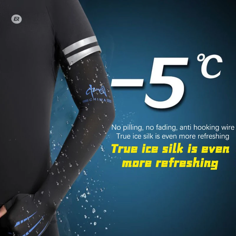 Manches de bras de protection solaire pour hommes, pêche, glace d\'été, protection UV élastique, gants de cyclisme en plein air