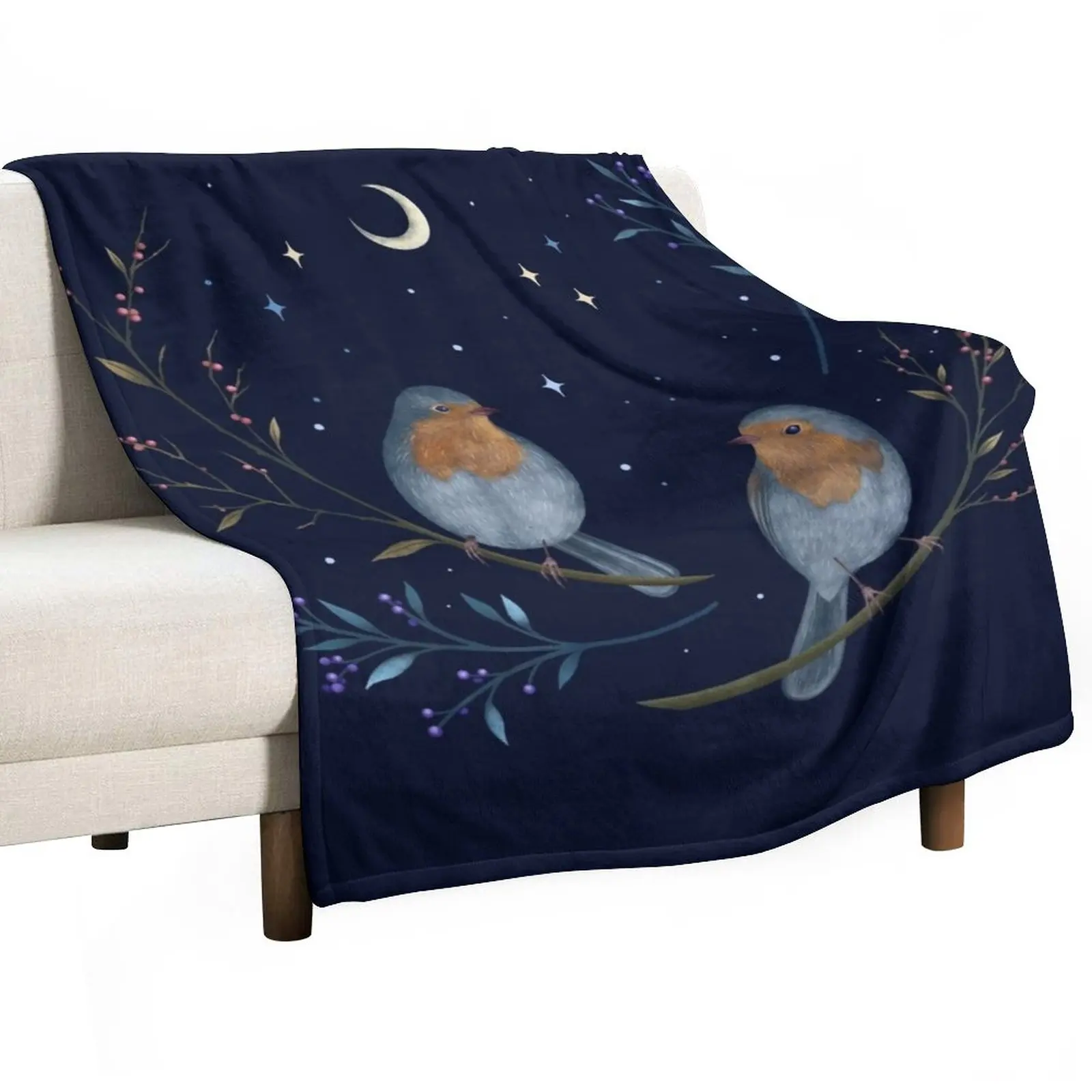 

Birds and Berries Throw Blanket Multi-Purpose Fluffy Blankets Large Soft Plush Plaid