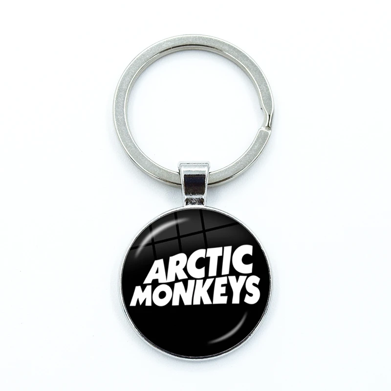 Fashion Creative Design Cartoon Arctic Monkeys Glass Gem Keychain Bag Car Key Chain Ring Holder Charms Keychains Gifts