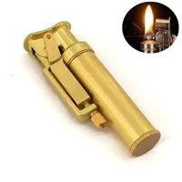 New Retro Pure Copper Kerosene Windproof Lighter Creative Grinding Wheel One Key Ignition Lighter Vintage Lighters Gifts