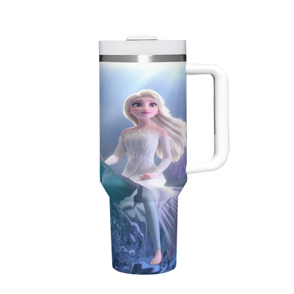 Frozen Disney Elsa 40 Oz Ultimate Tumbler with Handle and Straw Vacuum Insulated Tumbler