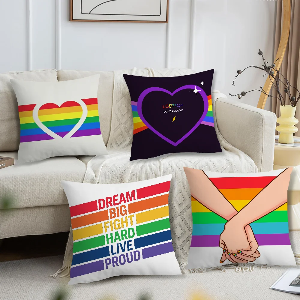 LGBT Pride Month Pillow Case Fan Style Square Home Decor Cushion Cover Design Printed