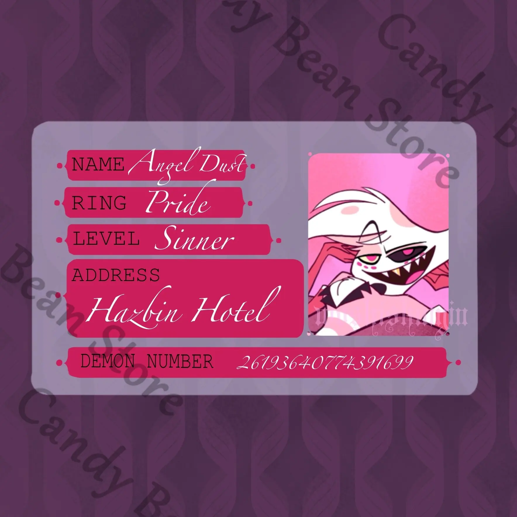 Hazbin Hotel Anime ‌Alastor Angel Dust Husk VOX Sir Pentious Cosplay Identity Card Sleeve Cartoon Cards Protective Sleeve Xmas view 3