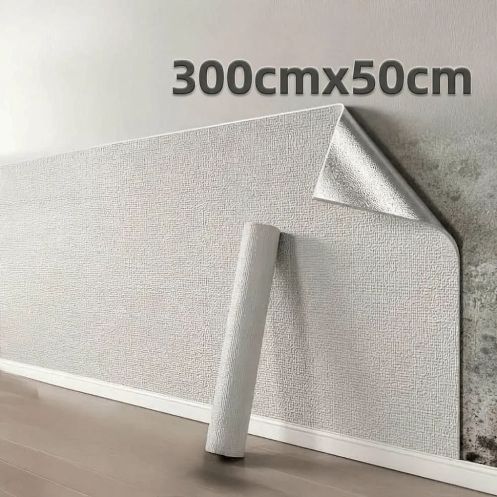 50x300cm Self-adhesive Wall Stickers Thick Waterproof Heat Insulation Wallpaper Moisture-proof Removable Insulated Wall Covering
