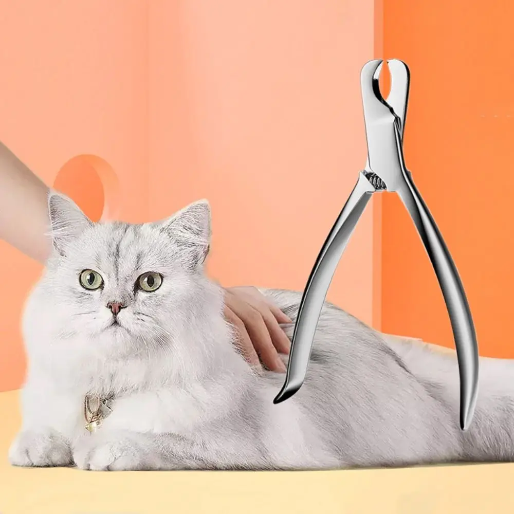 Stainless Steel Pet Nail Clipper Wear Resistant Sharp Cat Nail Cutters Crescent Mouth Professional Pet Toe Trimmer for Grooming