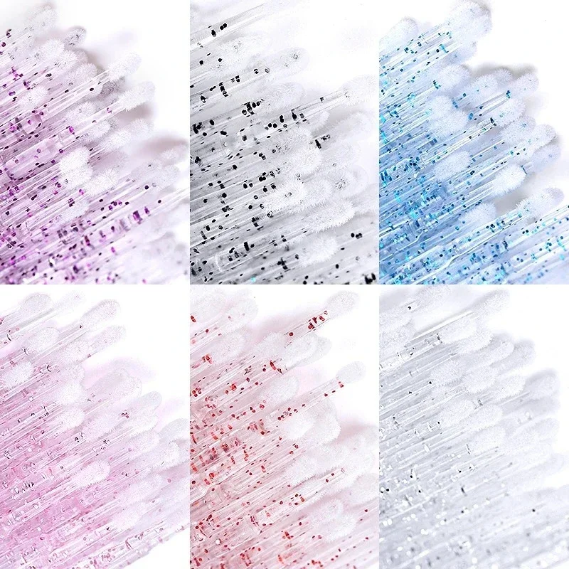 クリスタルまつげクリーニングブラシまつげエクステンションマイクロ綿棒まつげ除去マイクロブラシ美容メイクツール 1 バッグ