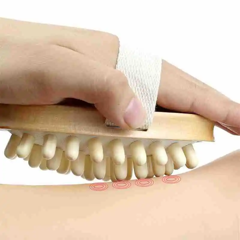 1pc Anti Cellulite Wooden Massage Brush Fat Remover Massager with Hand Strap Portable Pocket Size Good with or Without Creams