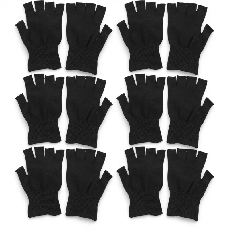 

15Pairs Non Slip Half Finger Nylon Gloves Durable Protective Summer Work Gloves Industry Handling Work Mittens