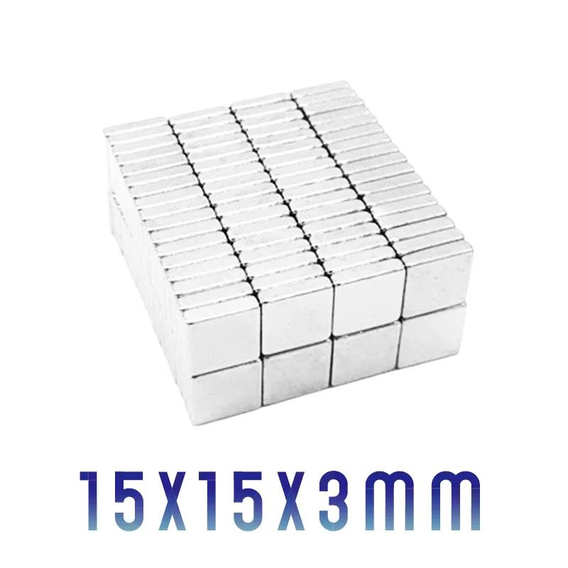 5/10/20Pcs 15x15x3mm Block Super Strong Neodymium Magnet N35 Fridge Magnets Powerful Permanent Magnetic Sheet 15*15*3mm