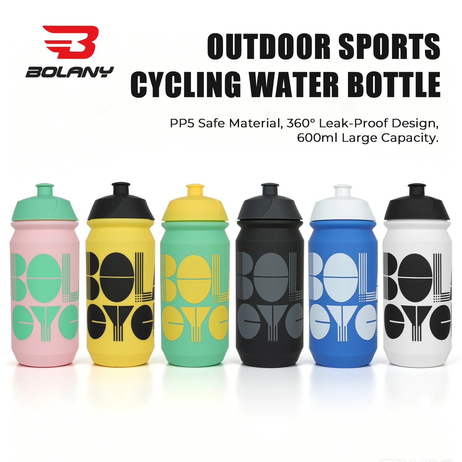 BOLANY Bicycle Dopamine Water Bottle 600ML Portable Squeeze Cycling Water Bottle PP5 Silicone Mouthpiece Cap Bicycle Parts