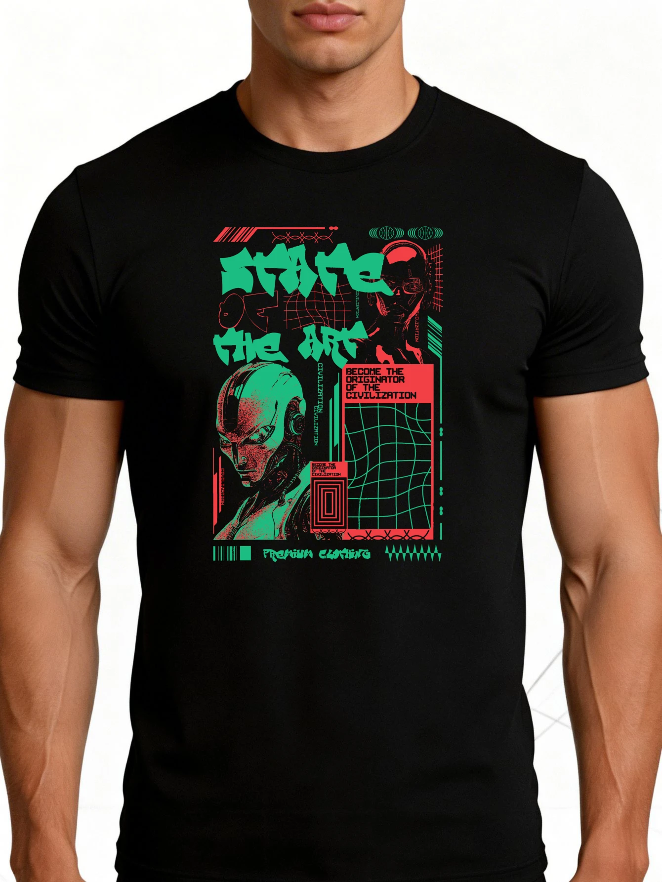 Retro Futuristic Style Men's T-Shirt, State-Of-The-Art Graphic Design, Summer Wear, Gift for Tech Enthusiasts