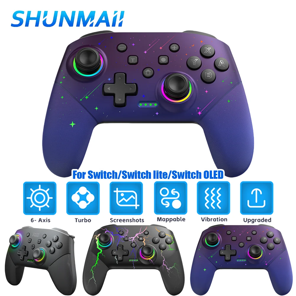 S80 بلوتوث أذرع التحكم في ألعاب الفيديو للتبديل/التبديل لايت/التبديل OLED لوحة ألعاب لاسلكية 900mAh للكمبيوتر السلكية الاهتزاز لعبة المقود