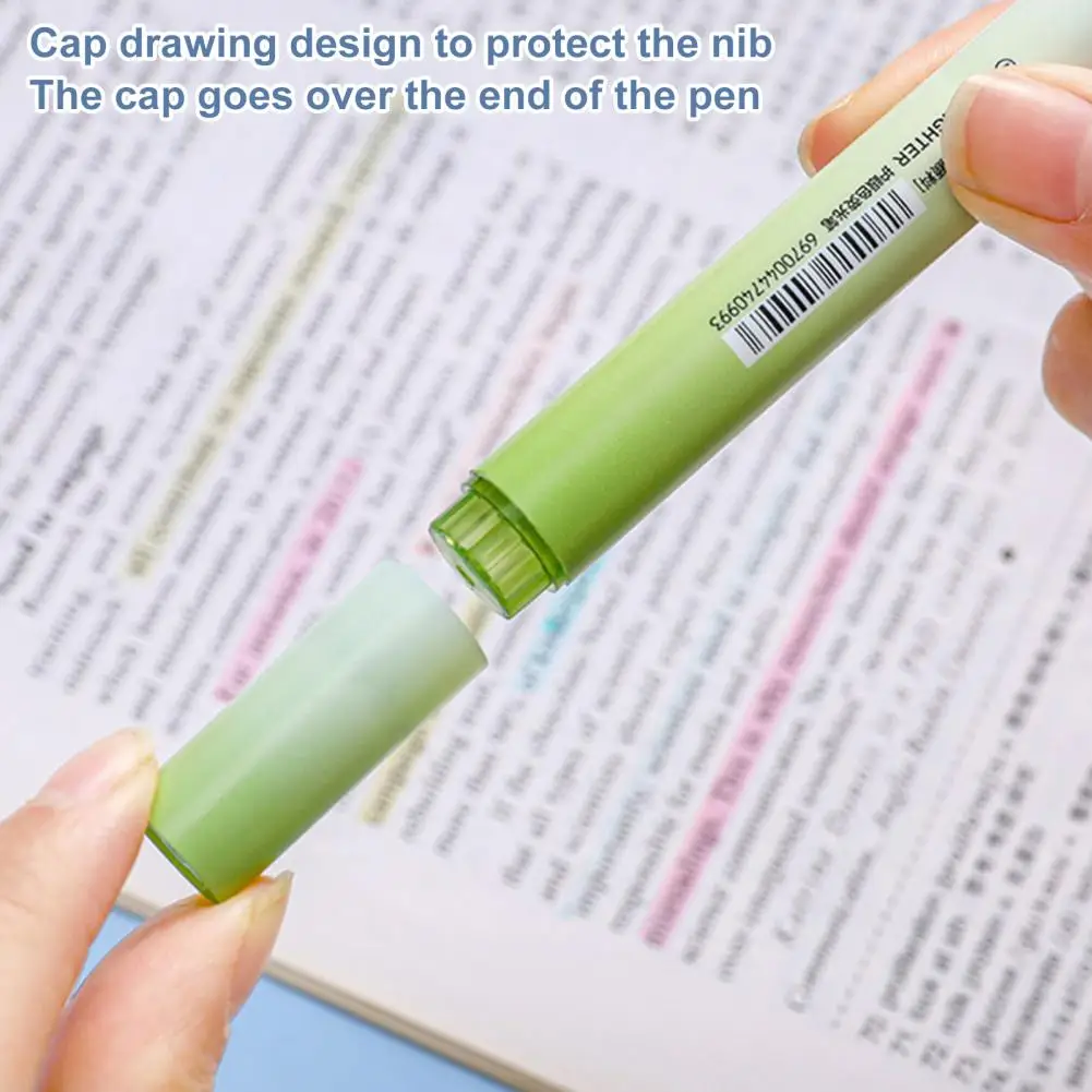 4 Pcs Marking Pens Eye Care Quick-drying Ink Gradient Colors Mark Smooth Writing Even Ink Output Highlighter Pens For Student