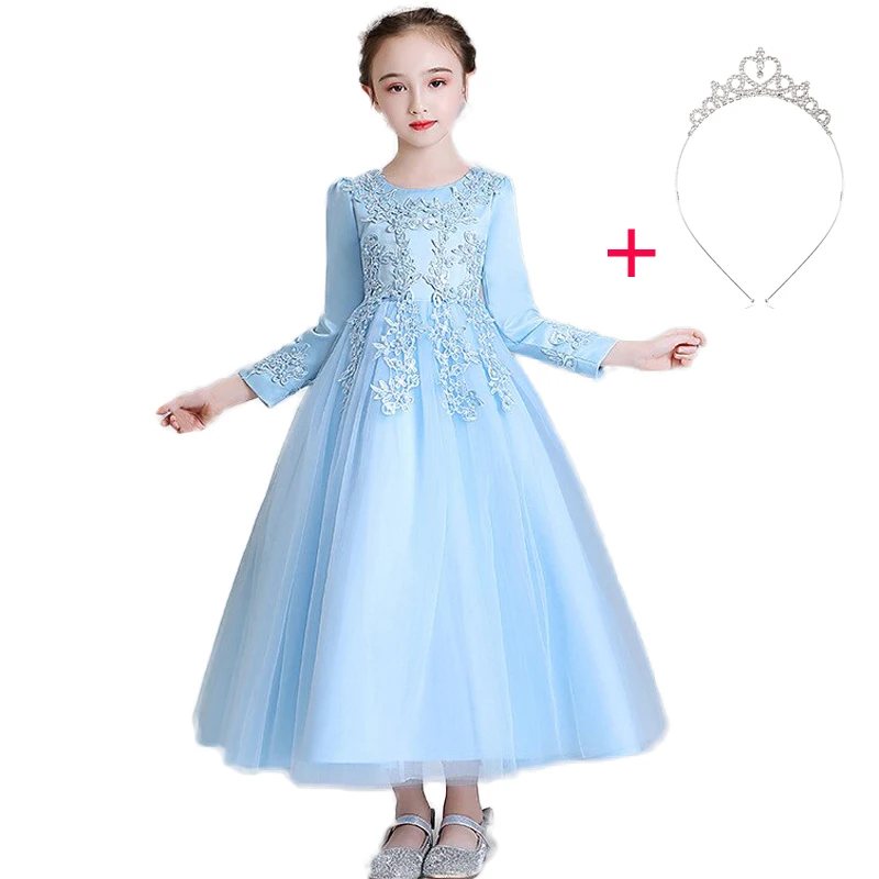 

Long Sleeve Girls Princess Dress Puff New 2022 Children Birthday Dresses Flower Girls Embroidery Dresses for Party and Wedding