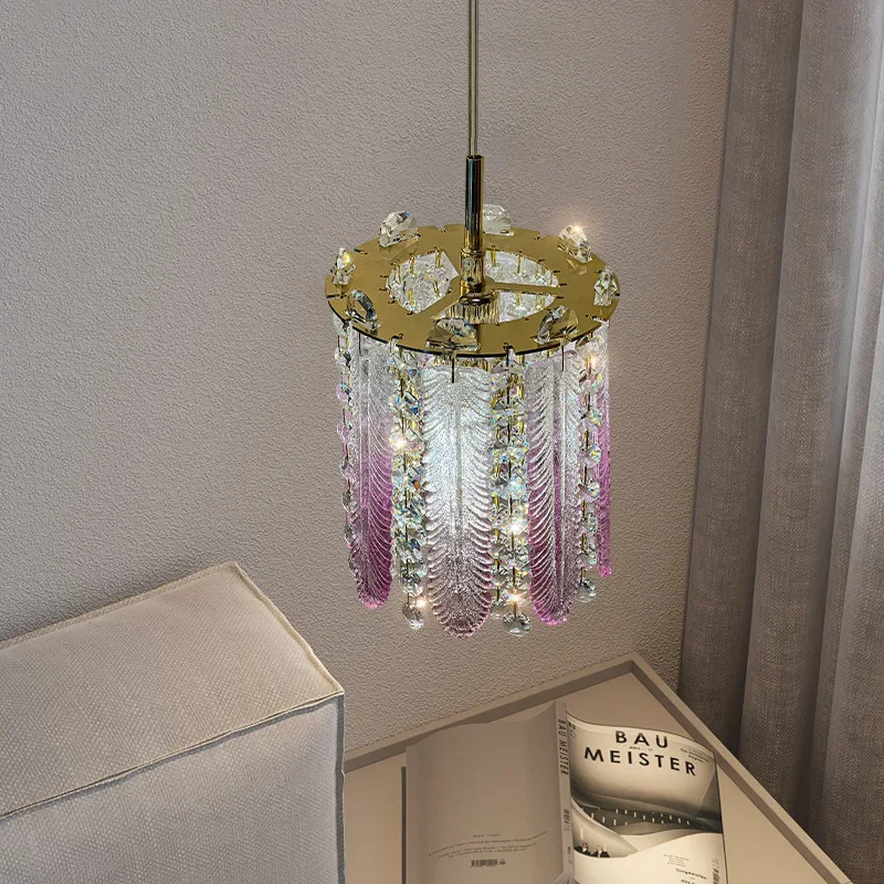 

Bedroom bedside chandelier long line modern simple creative light luxury crystal small lamp restaurant