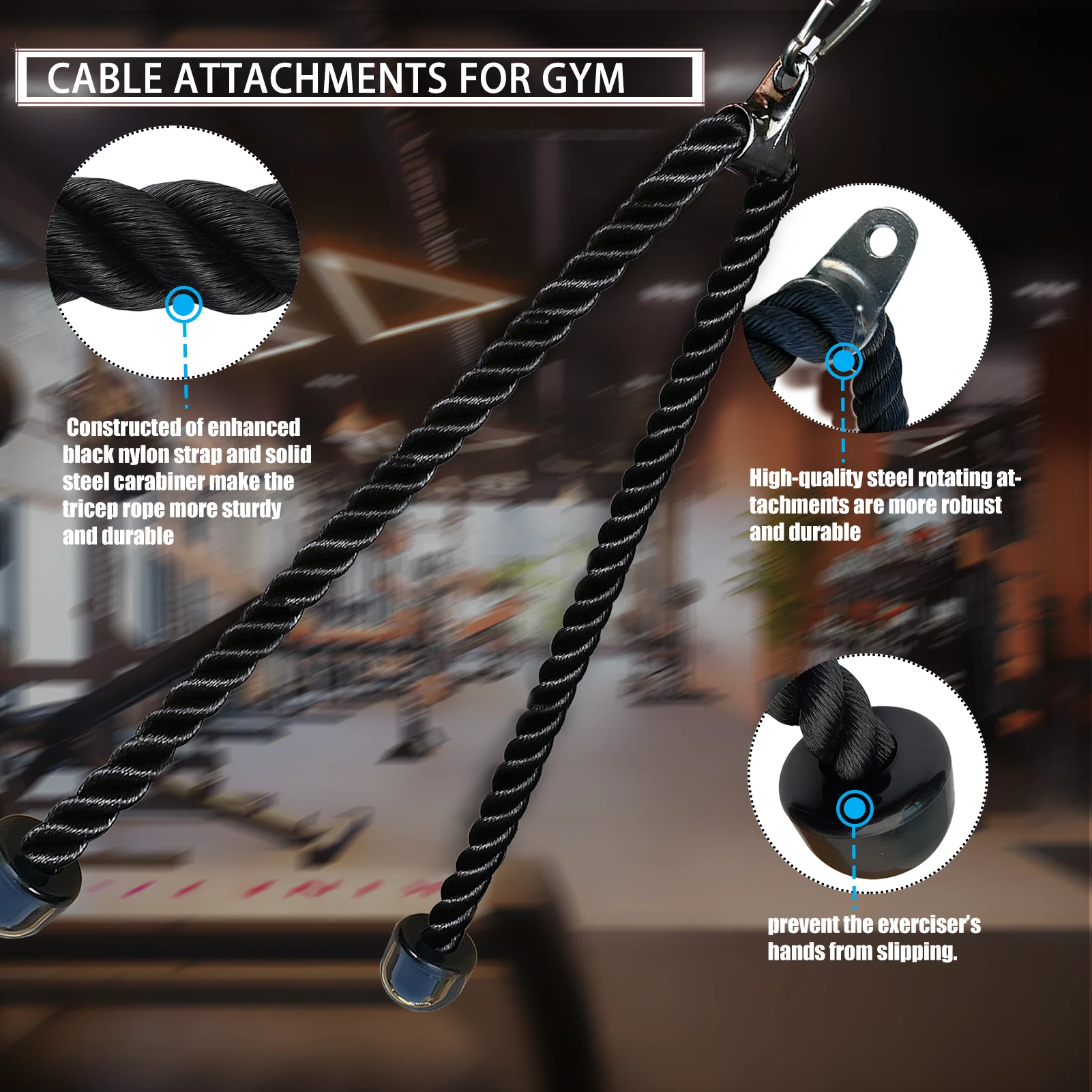 Corde longue pour triceps, 1 pièce, accessoire de rêve, 120/150/180cm, pour musculation et exercice 