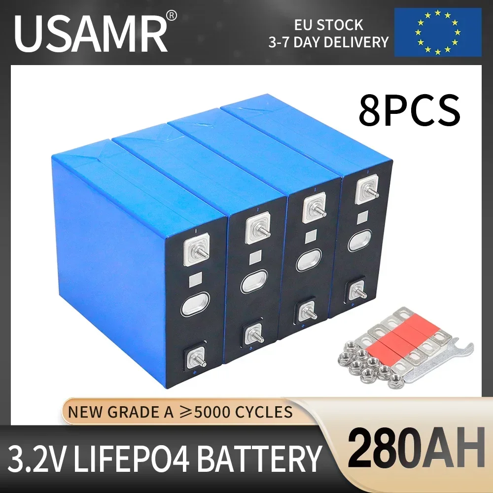 

New 8PCS 3.2V 280AH Lifepo4 Lithium Iron Phosphate Battery DIY 12V 24V 36V 48V Grade A Boat Golf Cart Rechargeable Cell Tax Free