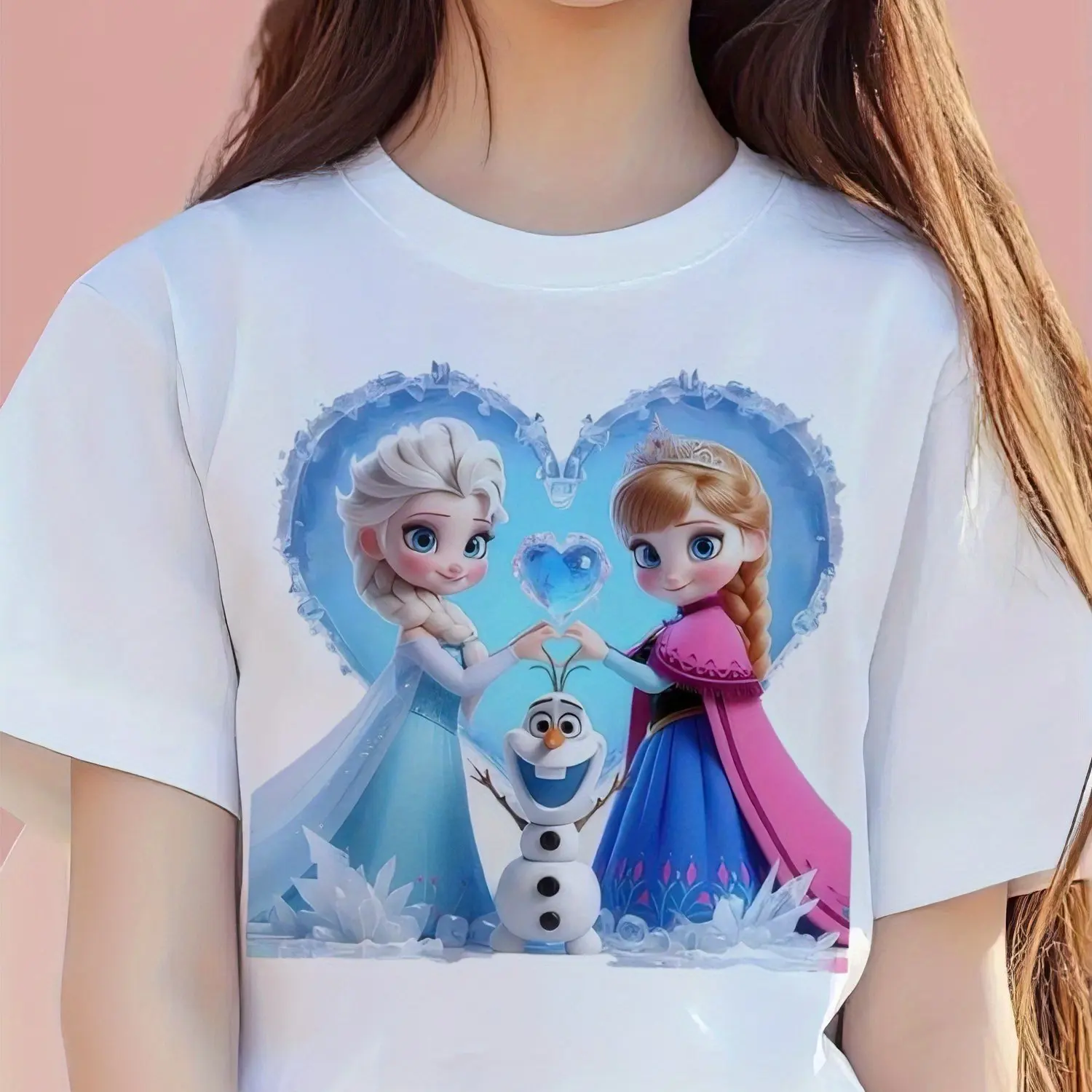 

Disney Frozen Elsa Anna Animated Cartoon Summer T-Shirt Boys Girls Cute Casual Comfortable Short Sleeve Family Parent-Child Wear