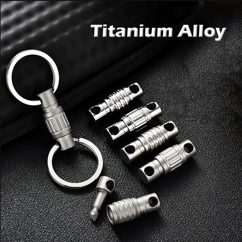 Titanium Alloy Rotating Ring Buckle Keychain Waist Belt Buckle Spring Lock Keyring Outdoor EDC Multifunctional Unboxing Tool