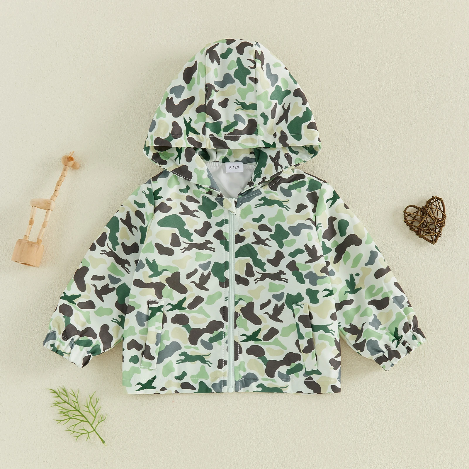 Toddler Boy Jacket Duck Print Long Sleeve Hooded Coat Zipper Outwear