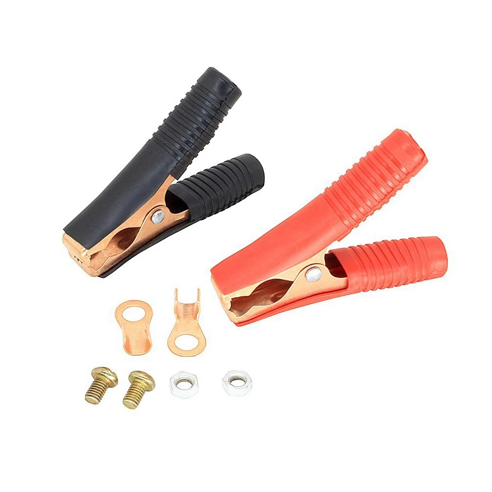 1 pair 100A Small Cable Battery Alligator Clips Hot Copper-Plated All-Inclusive Black And Red Spring Car Crocodile Clamps