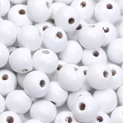 50-200pcs 6/8/10/12mm White Natural Wood Beads Loose Spacer Wooden Beads For Diy Bracelet Necklace Jewelry Making Accessories