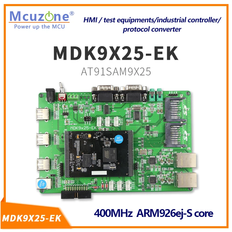 

AT91SAM9X25, MDK9X25-EK, 400MHz CPU, 128MB DDR2,256M NAND Ethernet, USB HighSpeed, CAN, Linux,dual internet