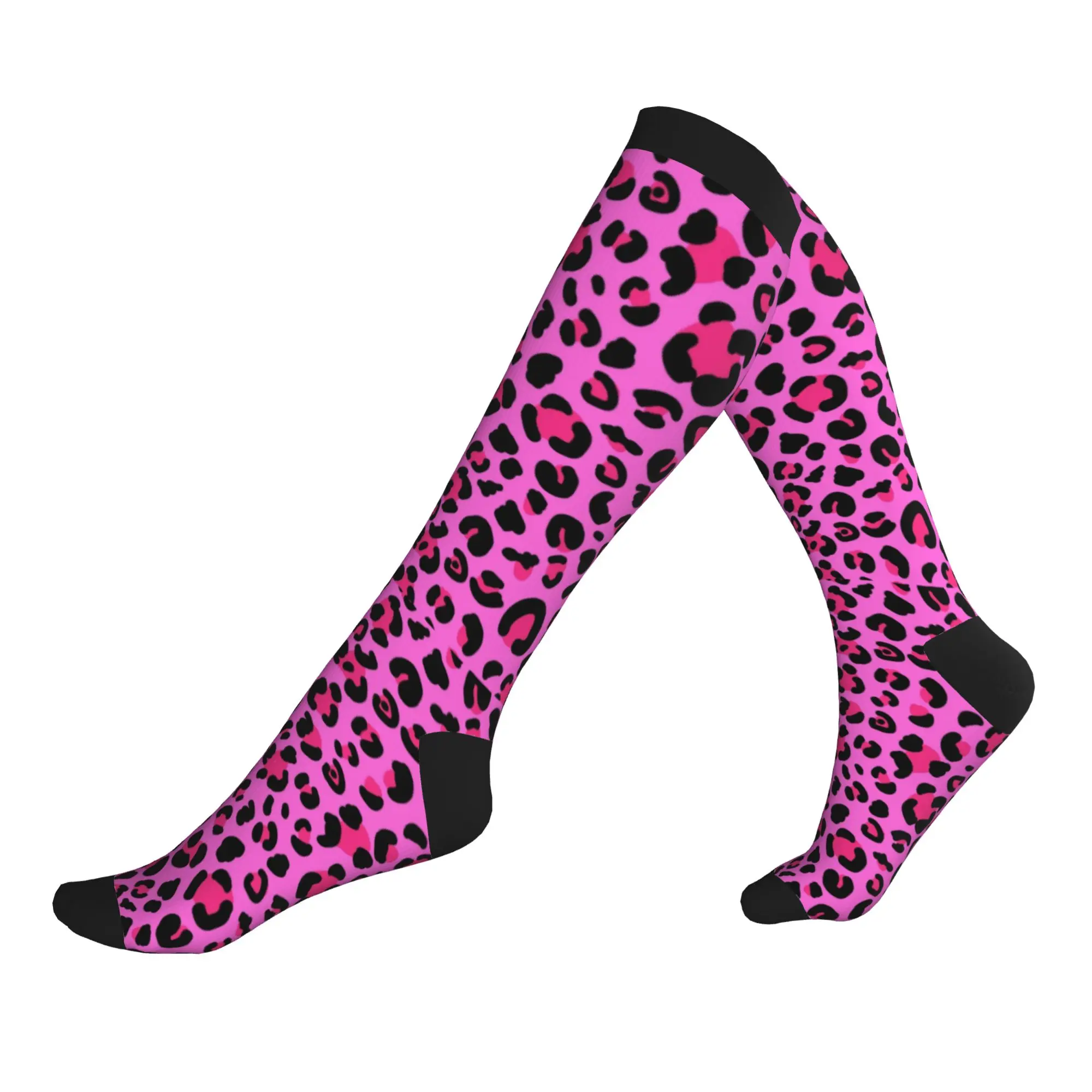 

Leopard Print Black And Pink Сheetah Dot Men Women Sports Compression Socks Novelty Spring Summer Autumn Winter Dress Socks