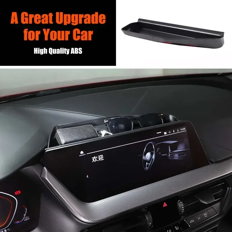 1Pcs ABS Black For BMW 1 2 Series F40 F44 2020-2024 Car Navigation Rear Storage Box Cell Phone Tray Car Decoration Accessories
