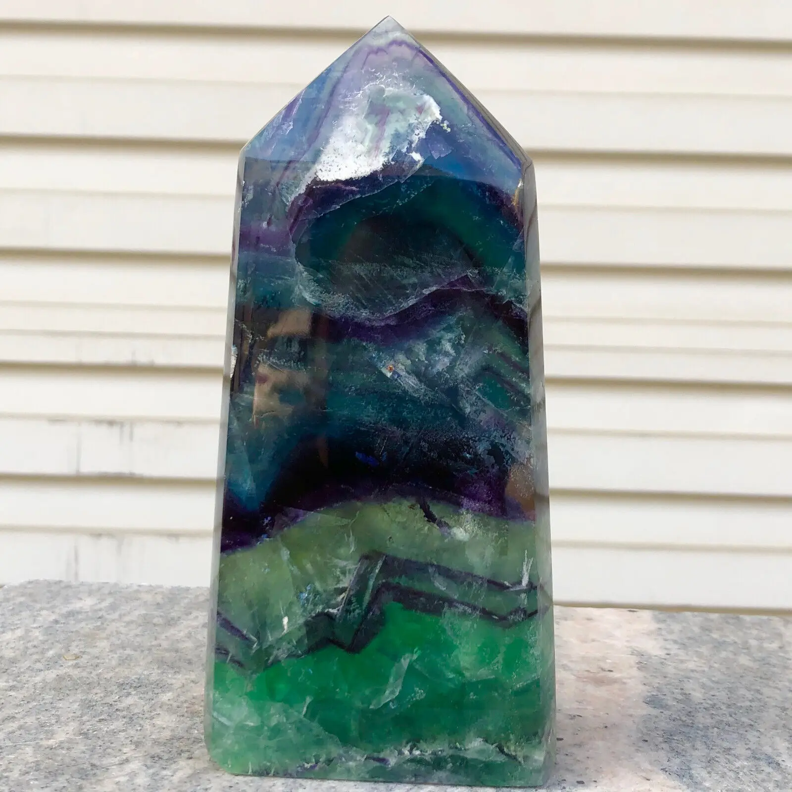 Natural Beautiful Color Fluorite Crystal Obelisk Quartz Healing Wand Point