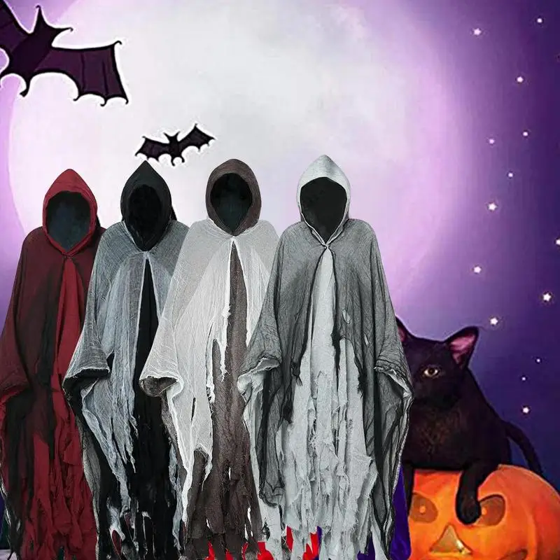 

Halloween Cloak Sorcerer Long Shirt Hooded Black Robe Costume Cosplay Costume Wizard Tunic Hooded Robe Adults and Children