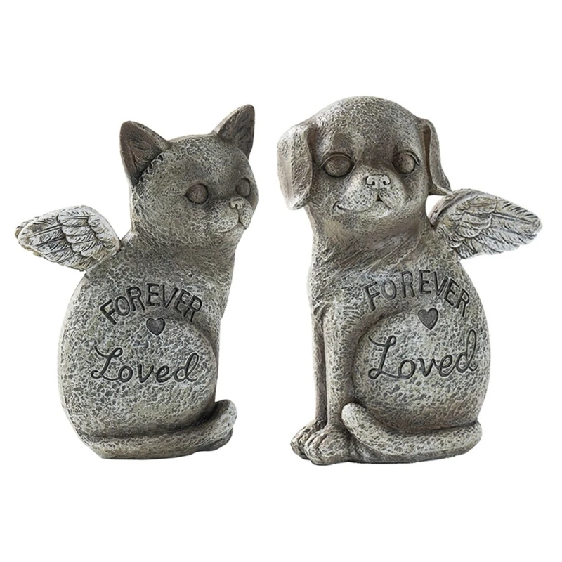 D0AD Pet Dog Cats Memorial Statue for Garden and Home Decors Commemorate Ornaments