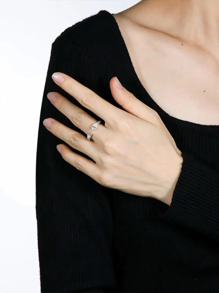 

APIR 18k Gold Plated Bohemian Water Drop 5A Zircon Ring Ring Ten Water Drop Shape Women's Ring Paved with Exquisite Jewelry Ring