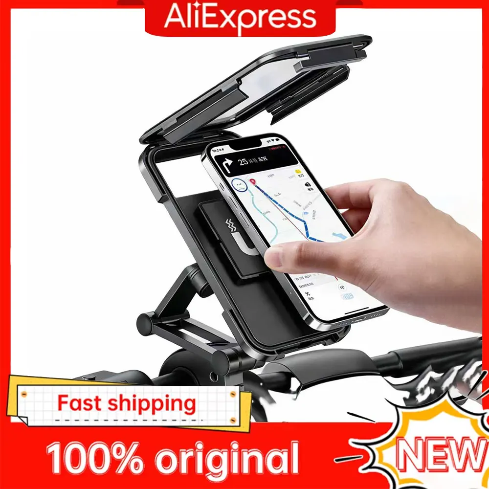 

360°-Degree Waterproof Bike Phone Mount, Adjustable Anti-Shock Motorcycle Handlebar Phone Holder