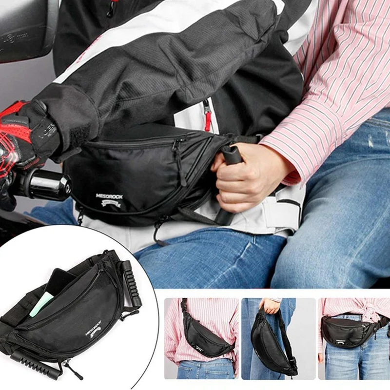 

Motorcycle Scooters Safety Belt Rear Seat Passenger Grip Grab Adjustable Waist Pack Rear Seat Safety Handle Bag