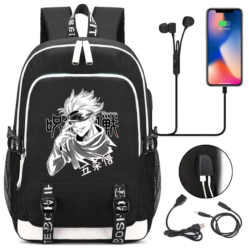 

Hot Jujutsu Kaisen Backpack Men Women USB Charging Laptop Travel Backpack Teenager Student Backpack Casual Mochila