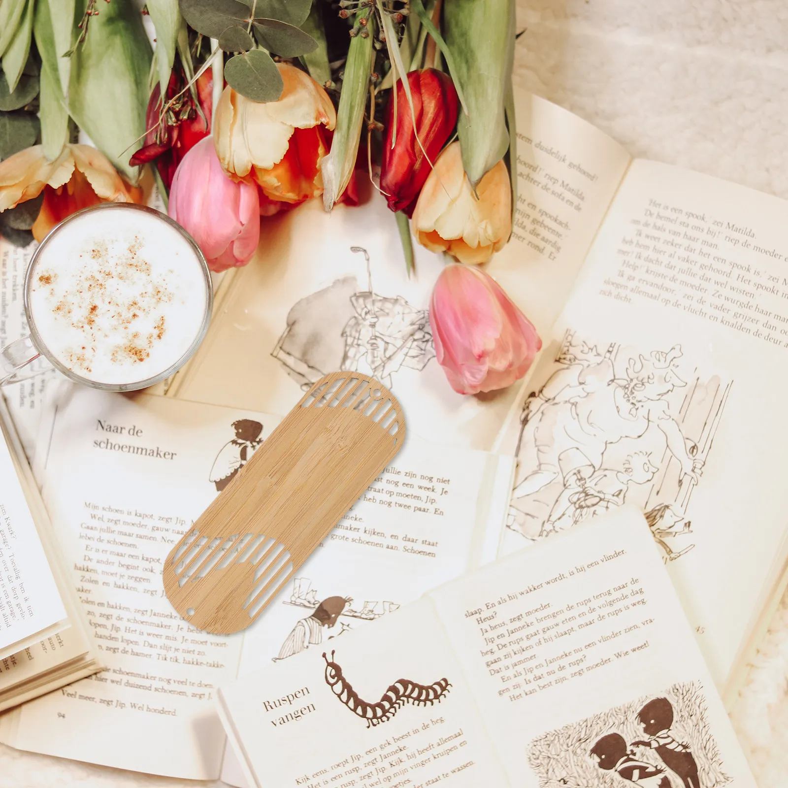 4Pcs Unique Modeling Bamboo Bookmark DIY Blank Decorative Book Marker Exquisite Page Sign for Women Home Office Classroom Gift