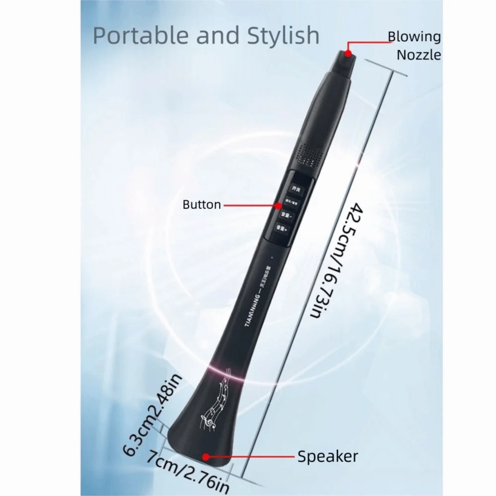 Tubo de música elétrica portátil, tom múltiplo, conexão bluetooth, maçarico elétrico, alto-falante de alta potência, instrumento musical