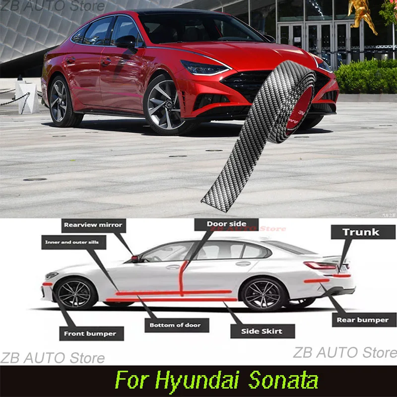 

For Hyundai Sonata Strong adhesive bumper strip, front and rear lip side skirts, collision and scratch resistant, suitable