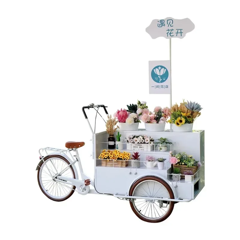

Florist flower display stand shopping mall float square multi-functional stall trolley upside down donkey tricycle