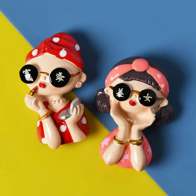 

Cartoon Beauty 3D Refrigerator Magnetic Stickers, Creative, Cute Girl, Household Decoration, Personality