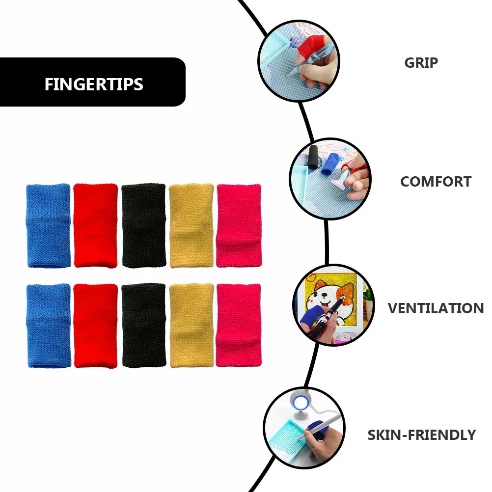 10pcs Elastic Finger Protector Sleeves for Beading, Rhinestone Art, Cross Stitch & Embroidery – Comfort Grip