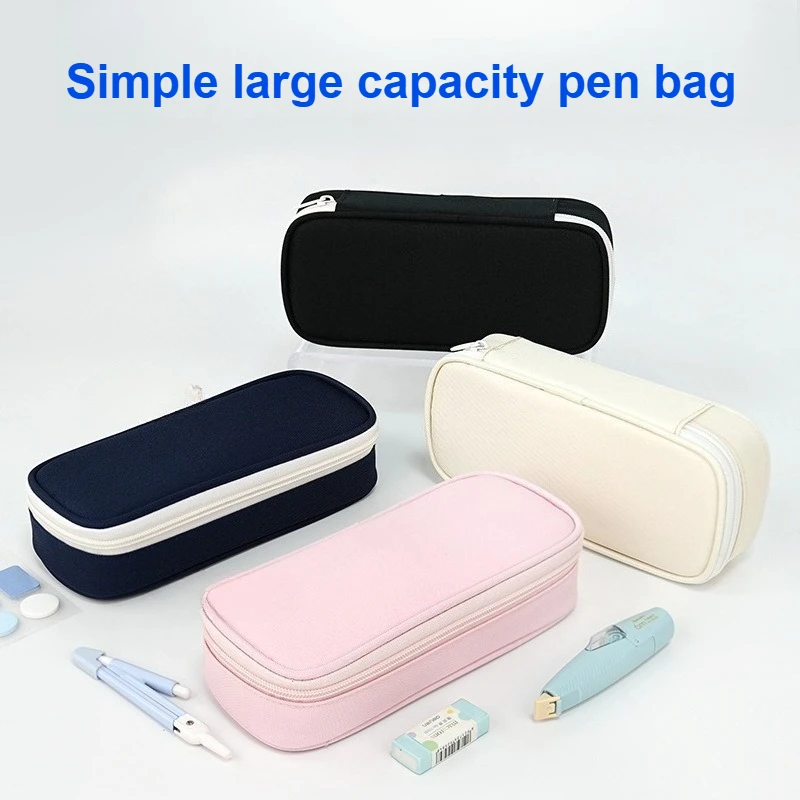 1 Stück minimalistisches Federmäppchen aus Oxford-Stoff mit großem Fassungsvermögen, einfarbig, für Studenten, Schreibwaren, Stift-Organizer