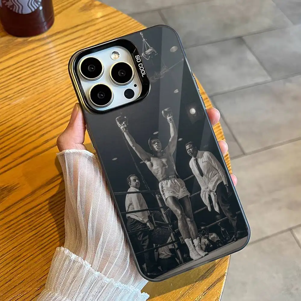 1pc Muhammad Ali Inspirational Boxing Legend Phone Case For iPhone17, 16,15,14,13,12 Pro Max Black Candy Matte Shockproof Cover