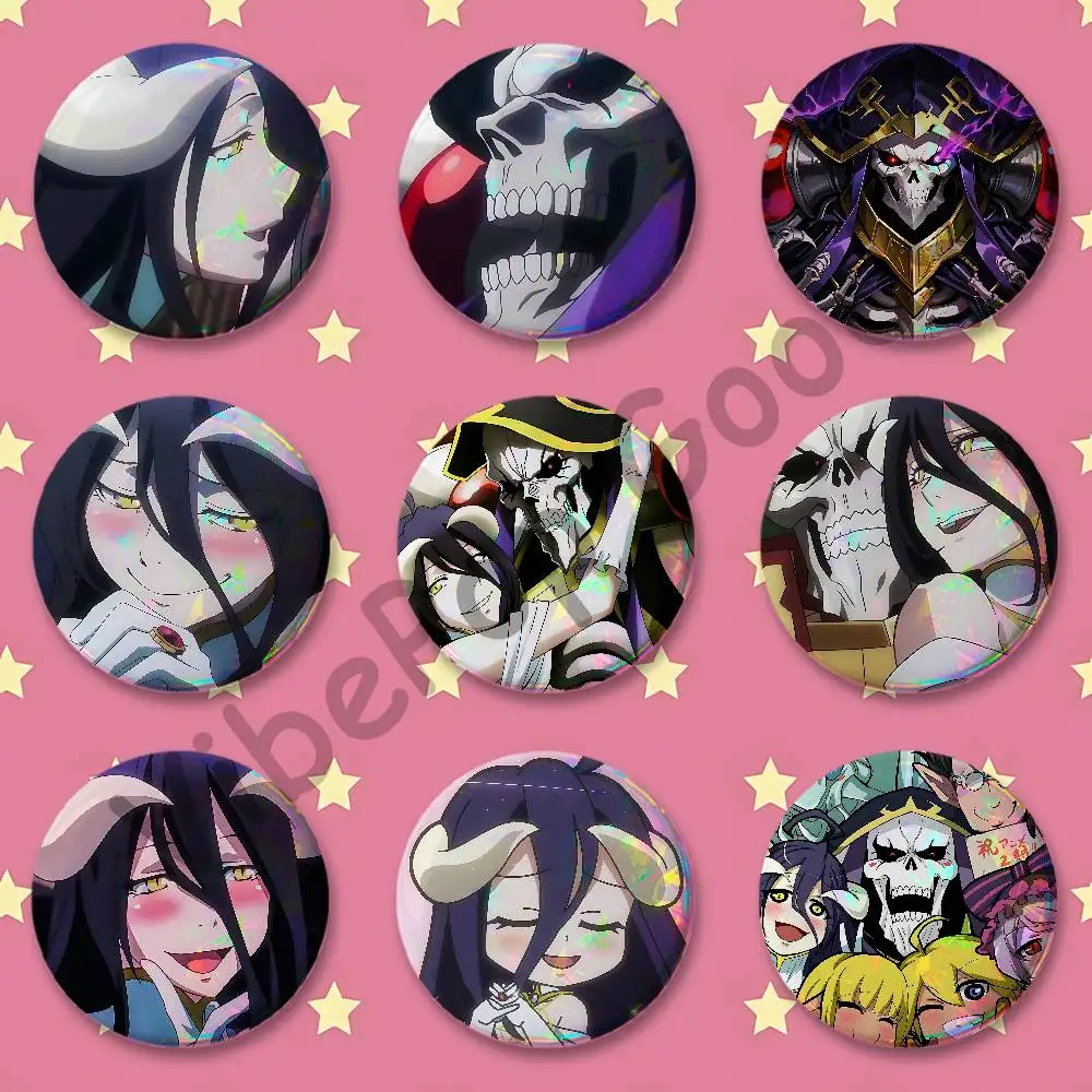 Albedo Ainz Ooal Gown O-Overlord Badges Round Itabag Decoration IP Peripheral Products 58mm 44mm 32mm 75mm 25mm Mini