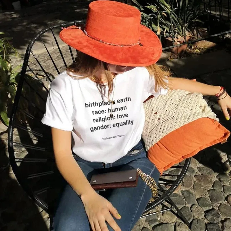

Футболка унисекс с графическим рисунком You Decide Who You Are, свободные хлопковые футболки с короткими рукавами и буквенным принтом, летние повседневные топы