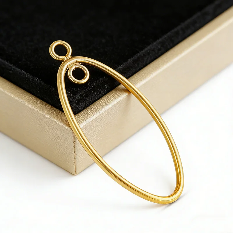 Oval Drop With Closed Ring 14K Gold Filled Oval Drop Charm w/ In&Out Ring Gold Filled Jump Ring