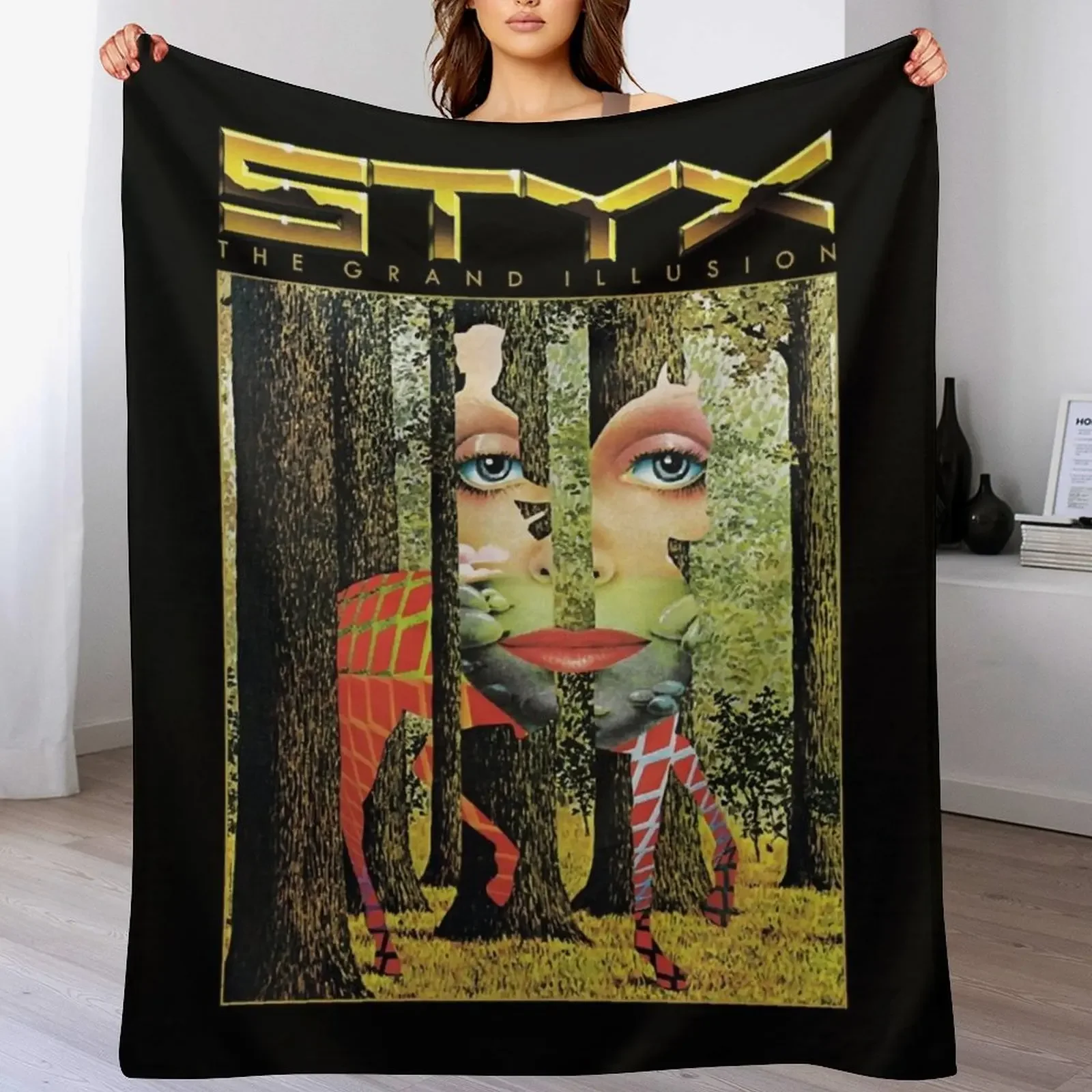

Band the STYXGrand Illusion Vintage Throw Blanket Soft Plaid Decorative Sofa For Baby Sofas Blankets
