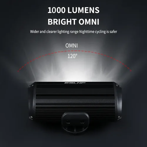 Imagen 2 del producto Faro delantero para bicicleta de montaña, resistente al agua, 1000 lúmenes, recargable por USB, linterna frontal para bicicleta de carretera de aleación de aluminio