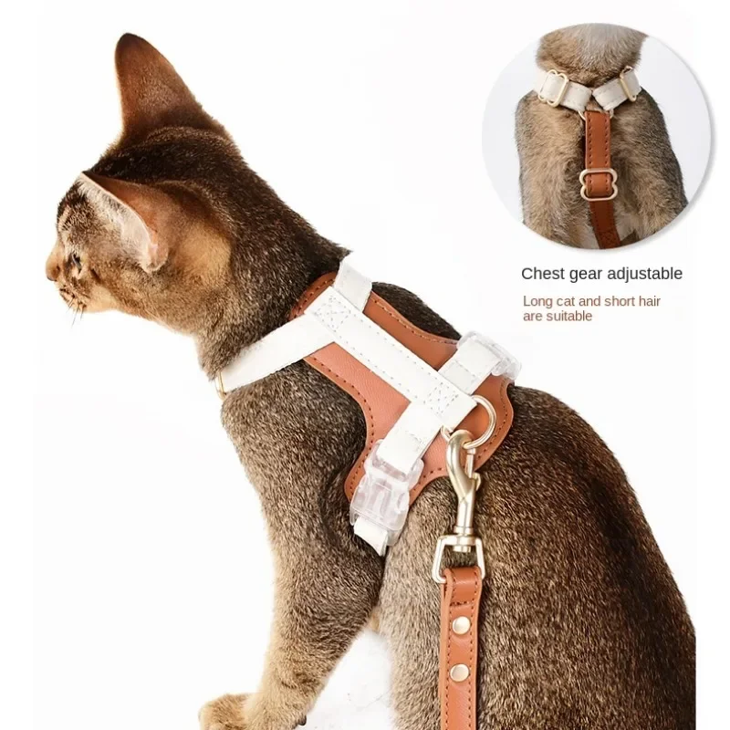 Cat Pulling Rope Suit Anti Breaking Loose Outing Dog Harness I-Shaped Vest-Style High Leather Small Dog Puppy Accessories